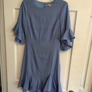 Gianni Bini Blue Ruffled Sheath Midi Dress sz XS